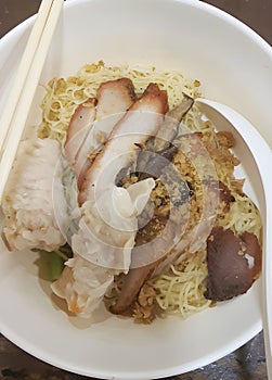 view of delicious asian food , dry noodle