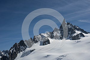 View of dent du geant from the vallee blanche