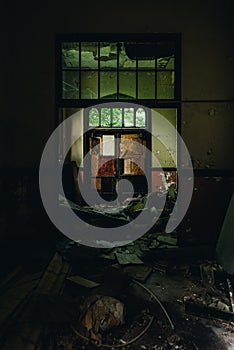 Broken Door with Transom - Abandoned School - New York photo