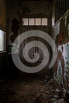 Derelict Door & Transom - Abandoned Tuberculosis Sanatorium - New Jersey photo