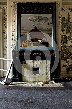 Derelict Fireplace - Abandoned Gundry Sanitarium - Baltimore, Maryland photo