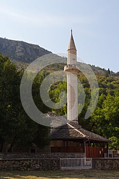 View of the Dervish Pasha Mosque in Mostar. Bosnia and Herzegovina