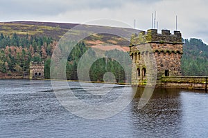 View of Derwent Dam and Reservoir, Peak District, Derbyshire, UK