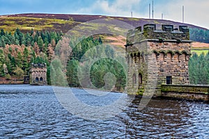 View of Derwent Dam and Reservoir, Peak District, Derbyshire, UK