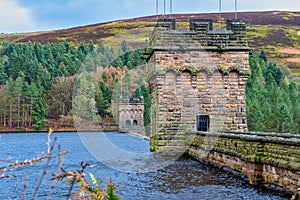 View of Derwent Dam and Reservoir, Peak District, Derbyshire, UK