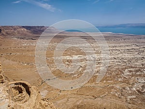 View of the desert and the Dead Sea from Masada, Israel