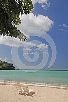 View of Deserted Beach and Chairs