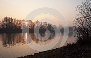 View of the Desna River  in the autumn morning