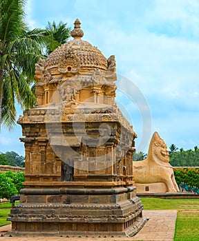 view at detail Hindu Temple dedicated to Shiva, ancient Gangaikonda Cholapuram Temple, India, Tamil Nadu, Thanjavur (Trichy)