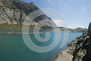 view detail of the Marbore lake from the Marbore or Tuca Roya valley