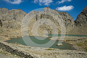 view detail of the Marbore lake from the Marbore or Tuca Roya valley