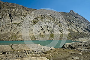 view detail of the Marbore lake from the Marbore or Tuca Roya valley