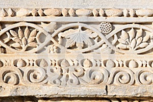 View at a detail of the roman ruines at Umm Qais (Gadara) in Jordan