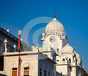 View of details of architecture inside Golden Temple - Harmandir Sahib in Amritsar, Punjab, India, Famous indian sikh landmark,