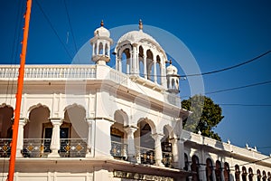 View of details of architecture inside Golden Temple - Harmandir Sahib in Amritsar, Punjab, India, Famous indian sikh landmark,