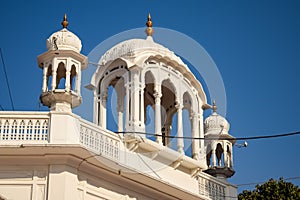 View of details of architecture inside Golden Temple - Harmandir Sahib in Amritsar, Punjab, India, Famous indian sikh landmark,