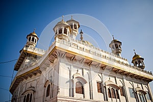 View of details of architecture inside Golden Temple - Harmandir Sahib in Amritsar, Punjab, India, Famous indian sikh landmark,