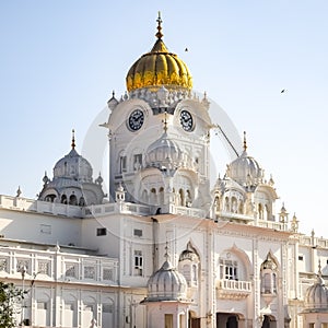 View of details of architecture inside Golden Temple - Harmandir Sahib in Amritsar, Punjab, India, Famous indian sikh landmark,