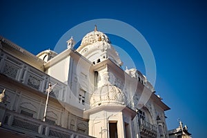 View of details of architecture inside Golden Temple - Harmandir Sahib in Amritsar, Punjab, India, Famous indian sikh landmark,