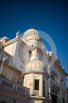 View of details of architecture inside Golden Temple - Harmandir Sahib in Amritsar, Punjab, India, Famous indian sikh landmark,