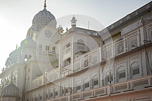 View of details of architecture inside Golden Temple - Harmandir Sahib in Amritsar, Punjab, India, Famous indian sikh landmark,