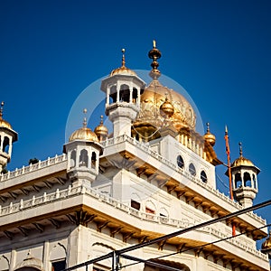 View of details of architecture inside Golden Temple - Harmandir Sahib in Amritsar, Punjab, India, Famous indian sikh landmark,