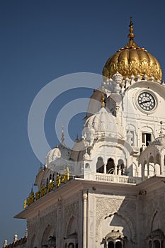 View of details of architecture inside Golden Temple - Harmandir Sahib in Amritsar, Punjab, India, Famous indian sikh landmark,