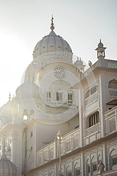 View of details of architecture inside Golden Temple - Harmandir Sahib in Amritsar, Punjab, India, Famous indian sikh landmark,