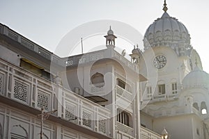 View of details of architecture inside Golden Temple - Harmandir Sahib in Amritsar, Punjab, India, Famous indian sikh landmark,