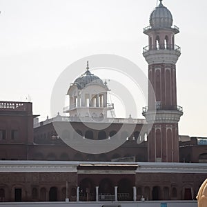 View of details of architecture inside Golden Temple - Harmandir Sahib in Amritsar, Punjab, India, Famous indian sikh landmark,