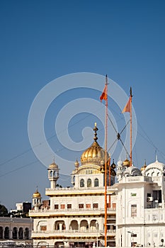 View of details of architecture inside Golden Temple - Harmandir Sahib in Amritsar, Punjab, India, Famous indian sikh landmark,