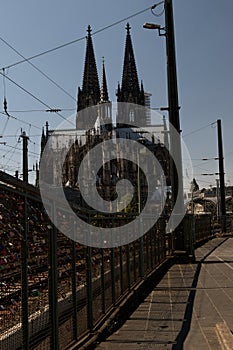 View from the deutzer bridge on the cathedral of cologne germany