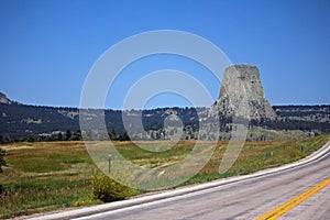 View of the Devil`s tower in Wyoming