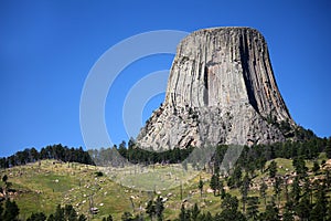 View of the Devil`s tower in Wyoming