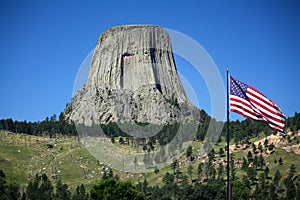 View of the Devil`s tower in Wyoming