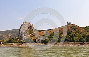 View of Devin castle from Danube River in Slovakia