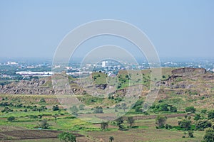 A view of Dewas Industrial from Shankargarh City Forest through mined Hills