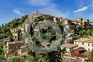View of Deya town in Mallorca Island Spain