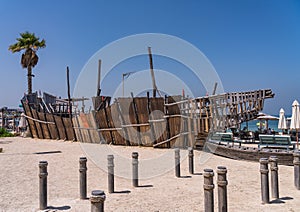 View of dhow construction at La Mer in Dubai, UAE