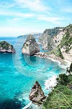 The view of diamond beach, located on nusapenida island, bali photo