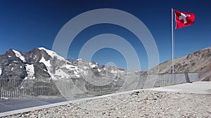 View from the Diavolezza to the mountains and glaciers