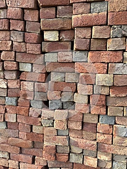 The view of the different coloured bricks