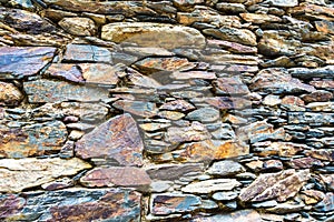 View of different textures of stone walls photo