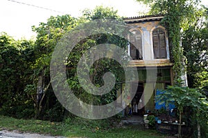 View of dilapidated and abandoned tin mining town of Papan in the outskirts of the city of Pusing, Perak, Malaysia