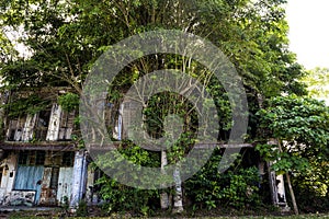 View of dilapidated and abandoned tin mining town of Papan in the outskirts of the city of Pusing, Perak, Malaysia