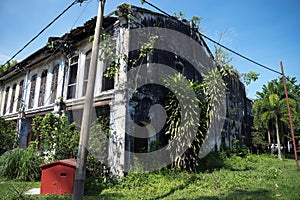 View of dilapidated and abandoned tin mining town of Papan in the outskirts of the city of Pusing, Perak, Malaysia