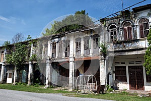 View of dilapidated and abandoned tin mining town of Papan in the outskirts of the city of Pusing, Perak, Malaysia