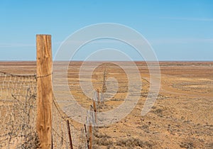 View of the Dingo Fence in Coober Pedy, South Australia