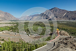 View from Diskit monastery in the Nubra Valley of Ladakh.