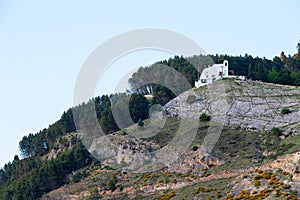 View into the distance of the Ermita de la Virgen de la Cabeza, Patrona de Cazorla, Jaen Andalucia, Spain photo